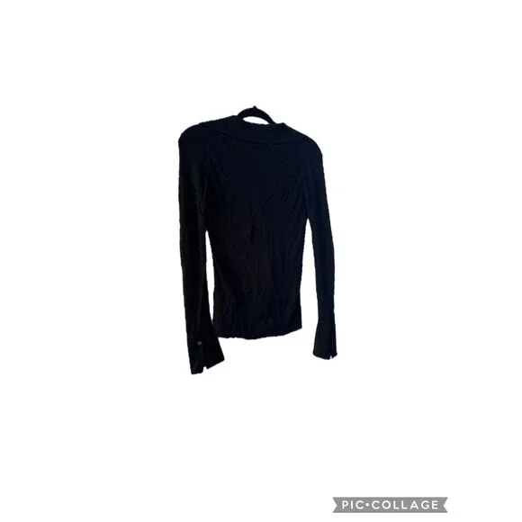 Banana Republic Women’s Sz S Black Fitted Ribbed Knit Silk Blend Cardigan NEW - Picture 5 of 5